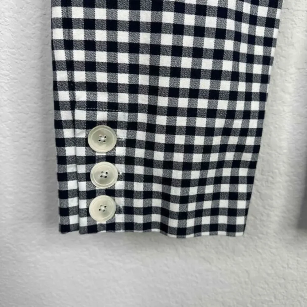 J. Crew Pants Womens Size 2 Blue White Gingham Plaid Straight Leg Ankle‎ Career